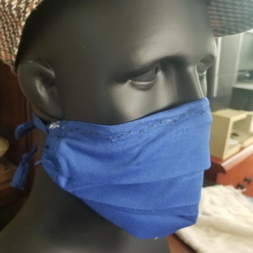 Cloth Face Mask - Silver/Copper Filters-solid Blue